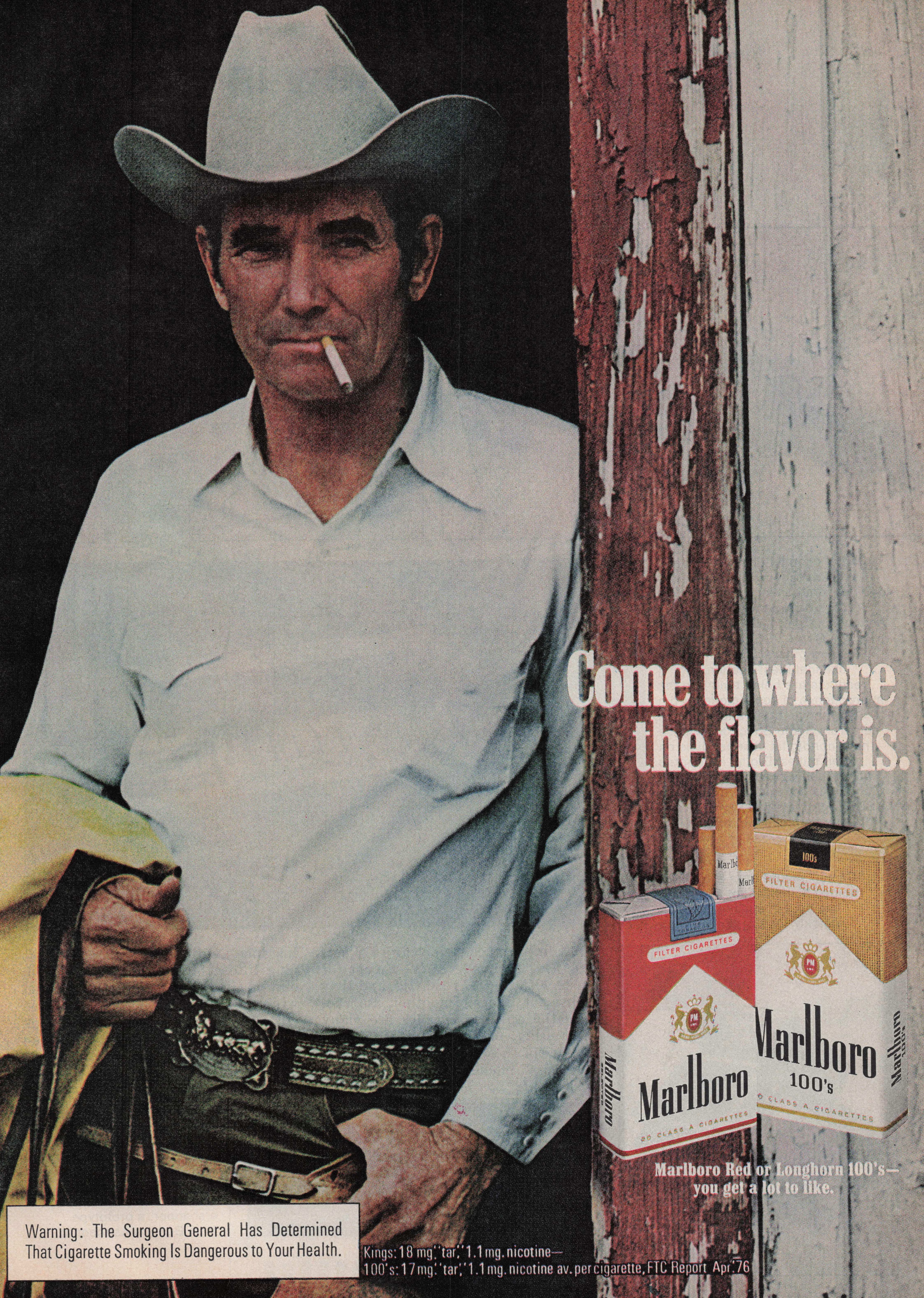1976 Vintage Print Ad Marlboro Cigarettes Cowboy Barn Come to Where Flavor Is main product image