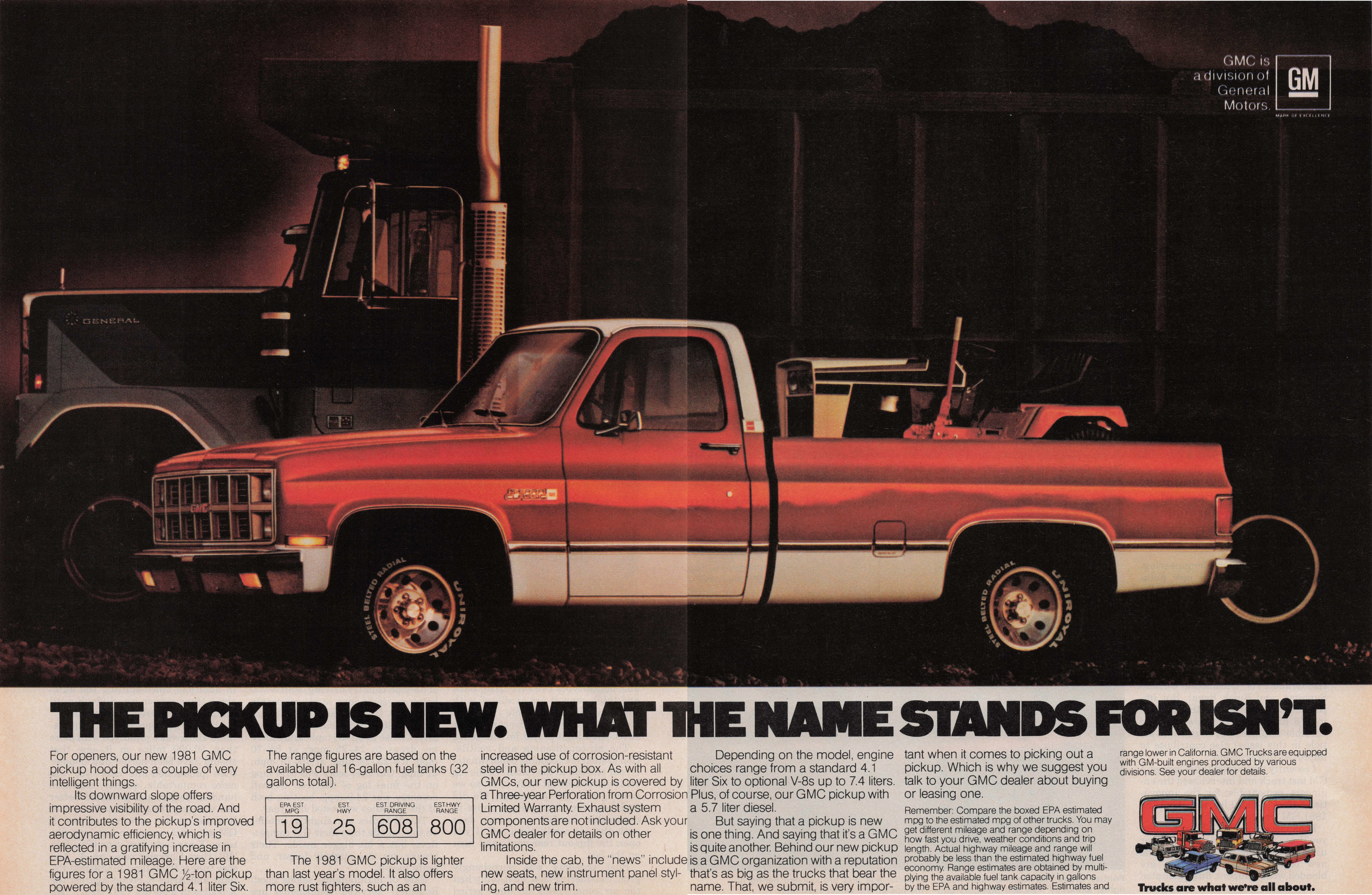eBay listing image for 1980 2 Page Vintage Print Ad GMC Red Pickup Truck The Pickup Is New