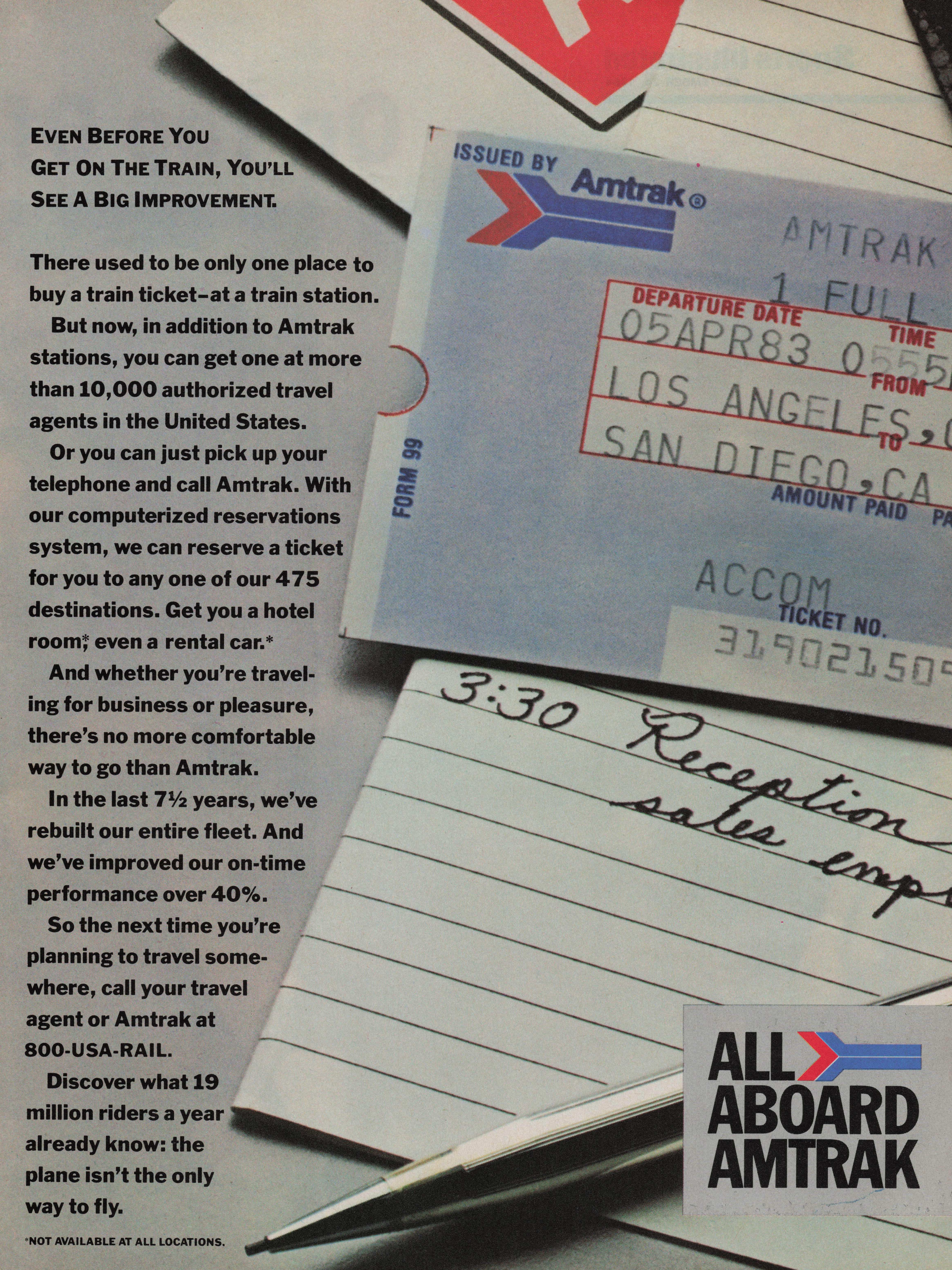 1984 Vintage Print Ad Amtrak Train Tickets Reservations All Aboard Improvement