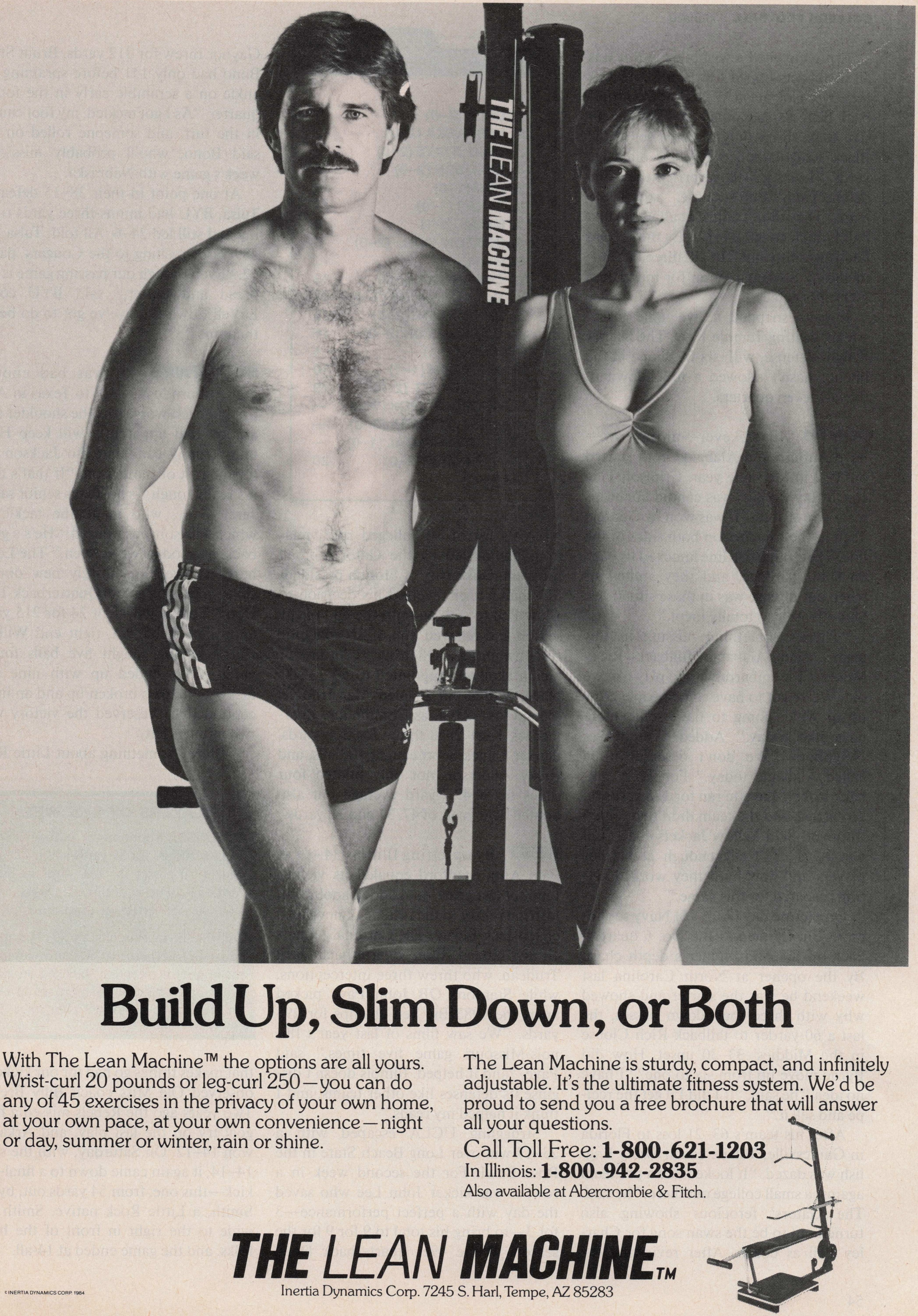 1984 Vintage Print Ad Lean Machine Exercise Fitness System Build Up Slim Down